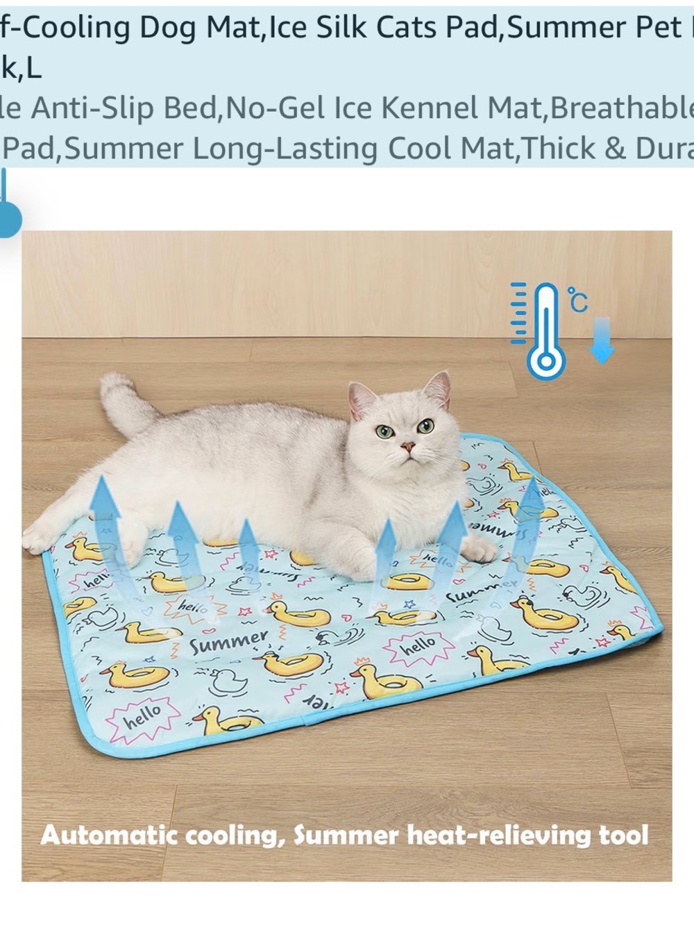 NWT Cooling Dog/Cat Mat - Duck Light Blue Summer Pet Pad